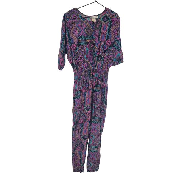 Classic Vintage 1980s The Weathervane Womens Sz M Jumpsuit Retro Print - Picture 1 of 4